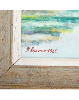 Oil on canvas View of Coutances Signed G.LEMOINE