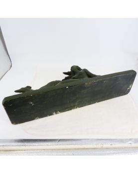 Large Art Deco Plaster Woman with Dogs in Green Patina