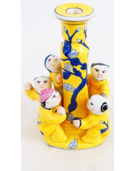 Polychrome Asian Porcelain Candle Holder for Children