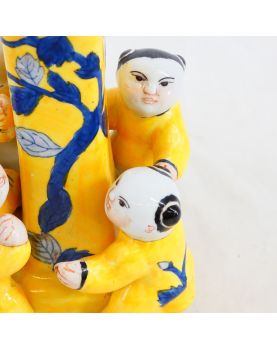 Polychrome Asian Porcelain Candle Holder for Children