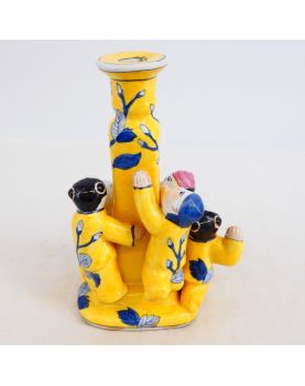 Polychrome Asian Porcelain Candle Holder for Children