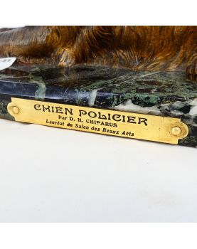 Bronze Dog CHIPARUS on Marble Base