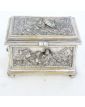 Napoleon III Silver-Plated Bronze Jewel Chest with Relief Decor