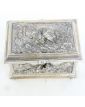 Napoleon III Silver-Plated Bronze Jewel Chest with Relief Decor