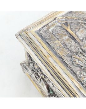 Napoleon III Silver-Plated Bronze Jewel Chest with Relief Decor