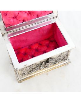 Napoleon III Silver-Plated Bronze Jewel Chest with Relief Decor