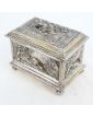 Napoleon III Silver-Plated Bronze Jewel Chest with Relief Decor