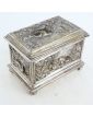 Napoleon III Silver-Plated Bronze Jewel Chest with Relief Decor