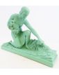 Art Deco Plaster Painted Green Woman with Flowers GREGORI