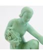 Art Deco Plaster Painted Green Woman with Flowers GREGORI