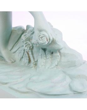 Art Deco Plaster Painted Green Woman with Flowers GREGORI