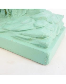 Art Deco Plaster Painted Green Woman with Flowers GREGORI