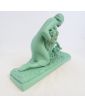 Art Deco Plaster Painted Green Woman with Flowers GREGORI