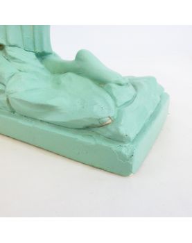 Art Deco Plaster Painted Green Woman with Flowers GREGORI