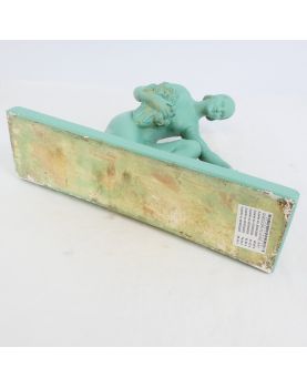 Art Deco Plaster Painted Green Woman with Flowers GREGORI