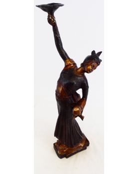 Large Subject Woman with Candlestick in Bronze 20th Century