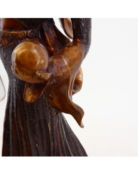 Large Subject Woman with Candlestick in Bronze 20th Century