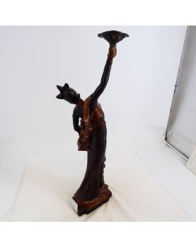 Large Subject Woman with Candlestick in Bronze 20th Century