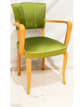 Fauteuil Art Déco Tapissé Vert