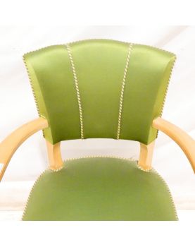 Fauteuil Art Déco Tapissé Vert