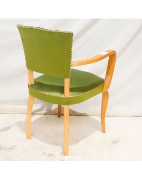 Fauteuil Art Déco Tapissé Vert
