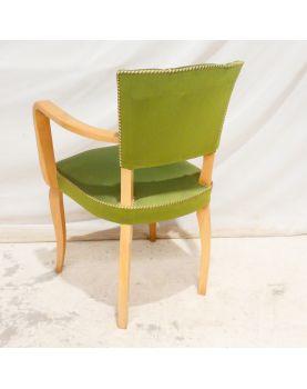 Fauteuil Art Déco Tapissé Vert