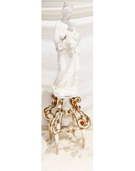 Vierge en Plâtre de Procession sur son Support Début XXème