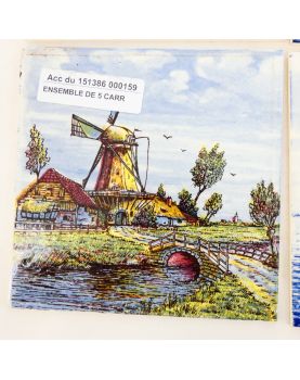 Set of 5 Delft tiles