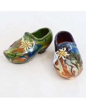 Pair of Glazed Earthenware Clogs