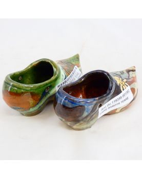 Pair of Glazed Earthenware Clogs