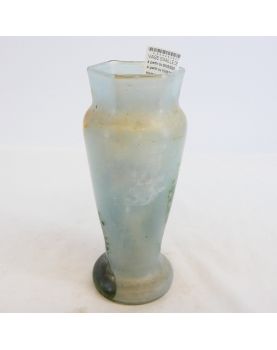 Enameled Vase with Church Decor in the Style of LEGRAS