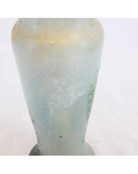 Enameled Vase with Church Decor in the Style of LEGRAS