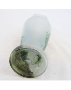 Enameled Vase with Church Decor in the Style of LEGRAS