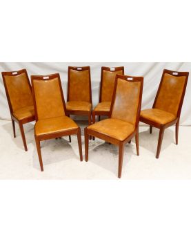 GPLAN Série de 6 Chaises Assise Skaï Marron
