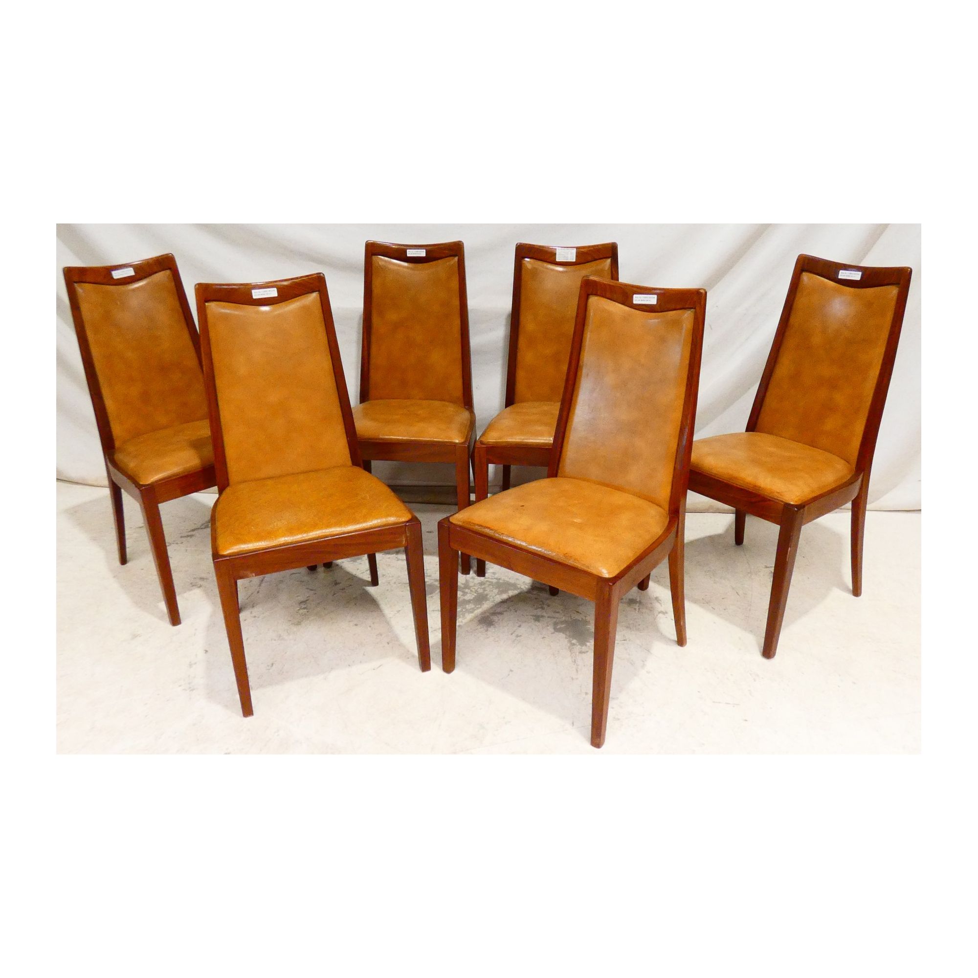GPLAN Set of 6 Brown Leatherette Seat Chairs GPLAN Set of 6 Brown Leatherette Seat Chairs