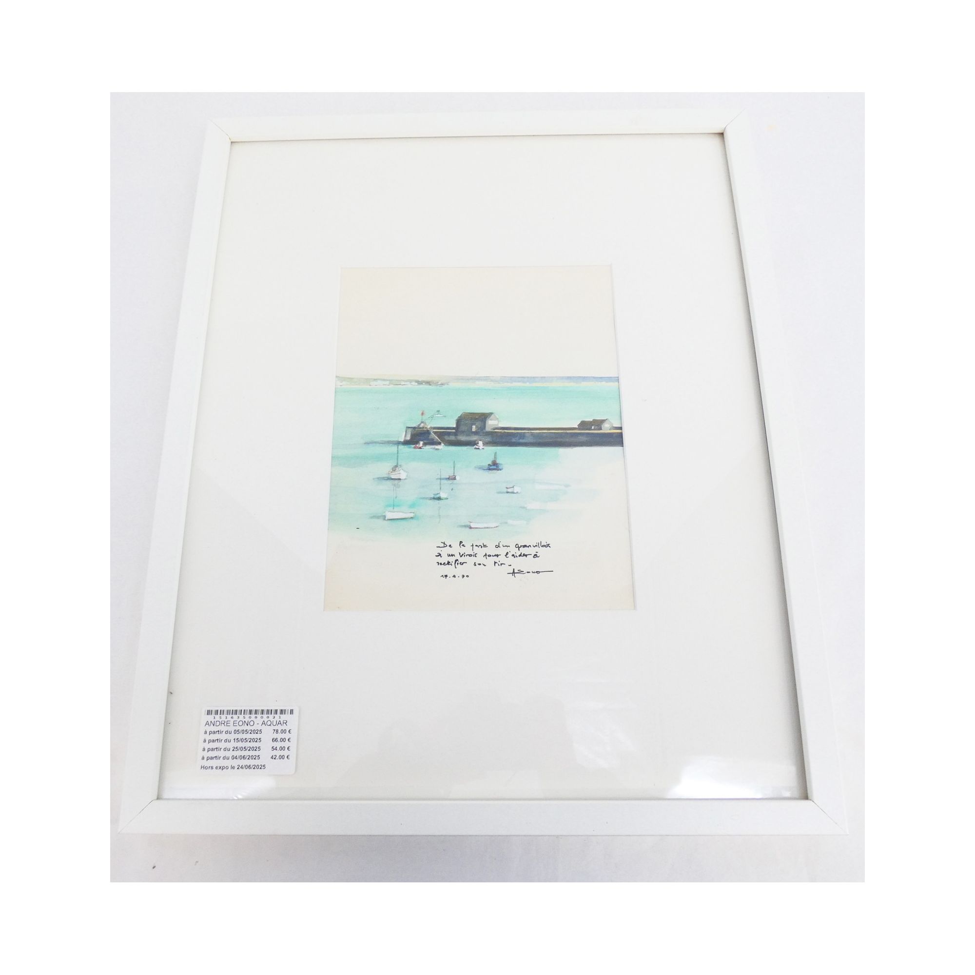 Watercolor Port of Granville Signed André EONO Watercolor Port of Granville Signed André EONO