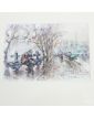 Cadre Aquarelle Homme Assis sur un Banc Signé D.VERPECHT