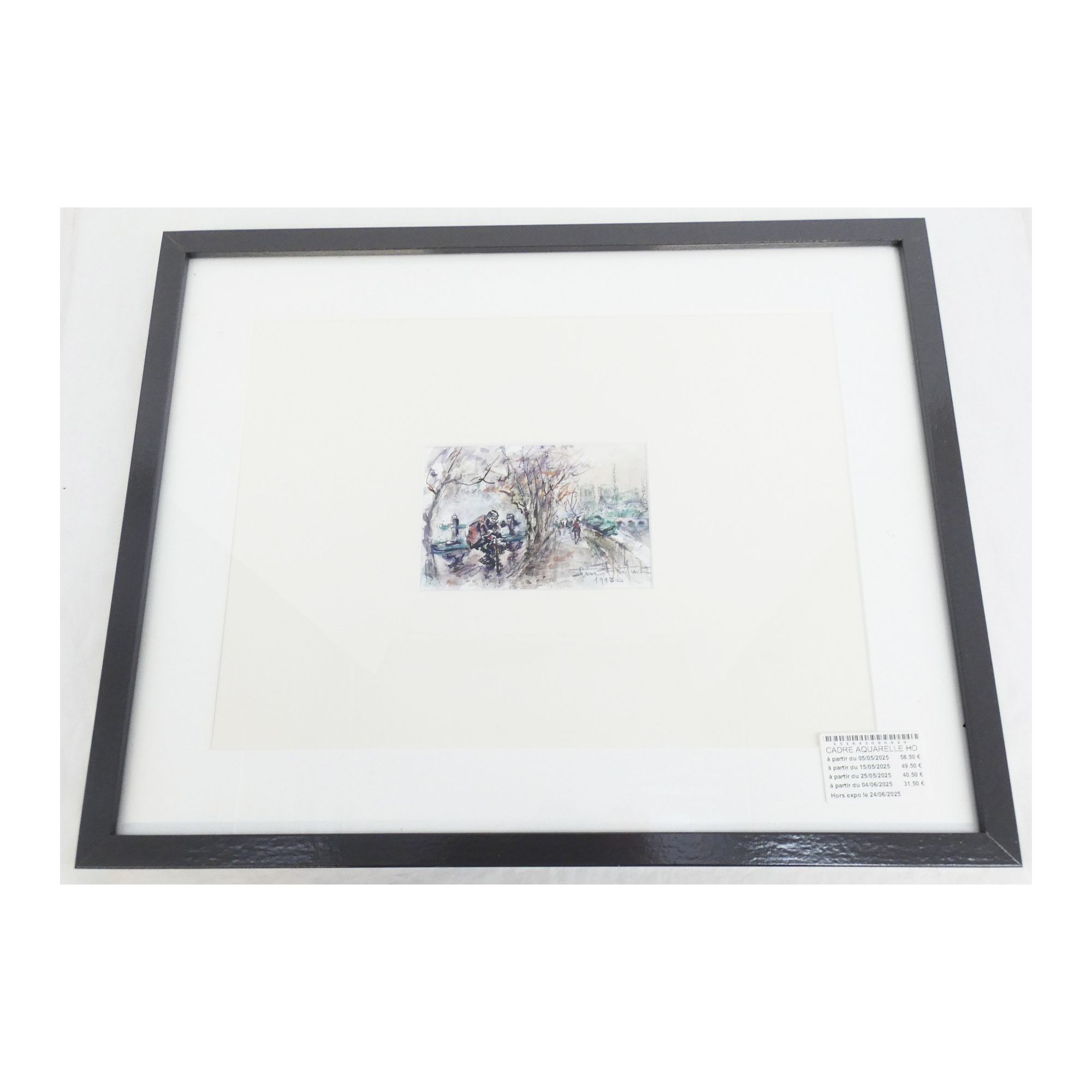 Watercolor Frame Man Sitting on a Bench Signed D.VERPECHT Watercolor Frame Man Sitting on a Bench Signed D.VERPECHT