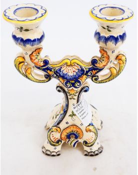 Double Candle Holder in ROUEN Earthenware