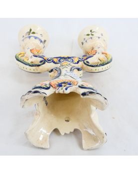 Double Candle Holder in ROUEN Earthenware