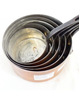 Série 5 Casseroles Cuivre Etamé avec Support