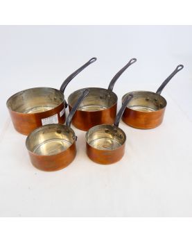 Série 5 Casseroles Cuivre Etamé avec Support