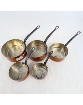 Série 5 Casseroles Cuivre Etamé avec Support