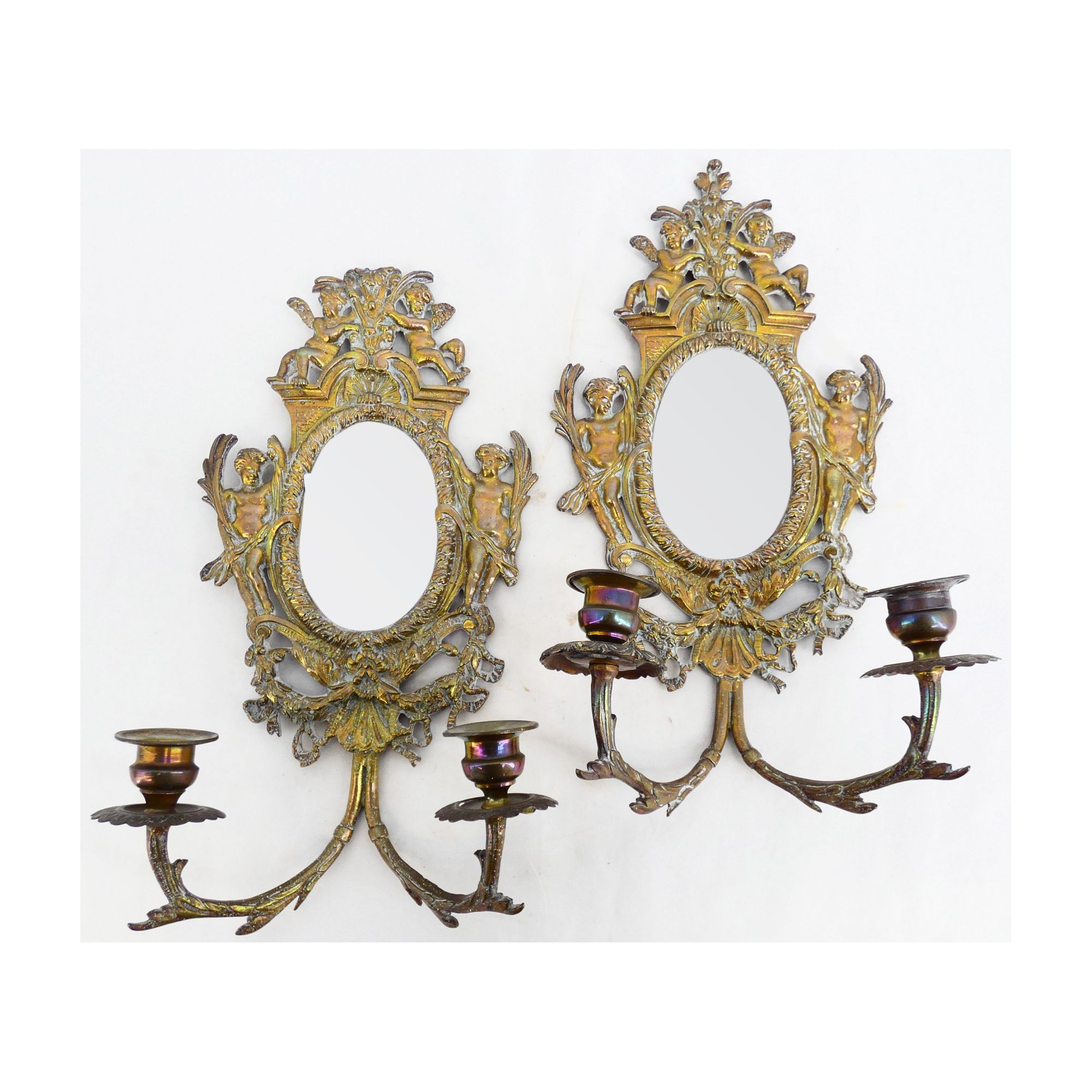 Paire d’Appliques Murale Décor Angelots Paire d’Appliques Murale Décor Angelots