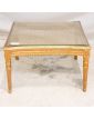 Small Louis XVI Style Golden Side Table with Glass Top