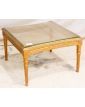 Small Louis XVI Style Golden Side Table with Glass Top