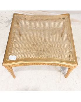 Small Louis XVI Style Golden Side Table with Glass Top