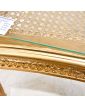 Small Louis XVI Style Golden Side Table with Glass Top