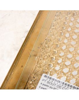 Small Louis XVI Style Golden Side Table with Glass Top