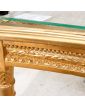 Small Louis XVI Style Golden Side Table with Glass Top